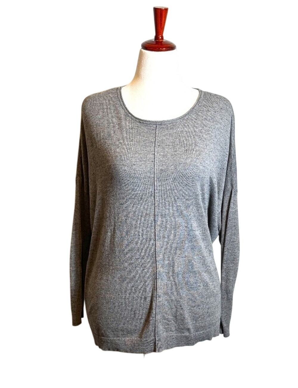 CAbi sweater brown/gray heathered Mushroom oversized long sleeve scoop neck Sz S